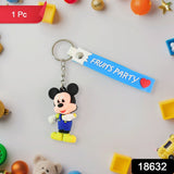 Cute Cartoon Silicone 3D Key Chain with Metal Hook & Strap (Pack of 1)