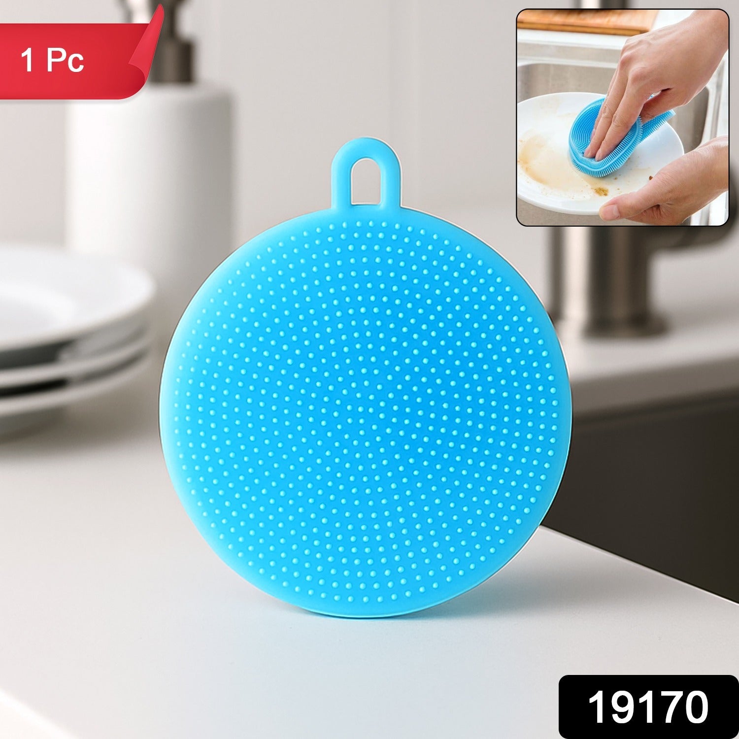 Sky Blue Silicone Dish Scrubber