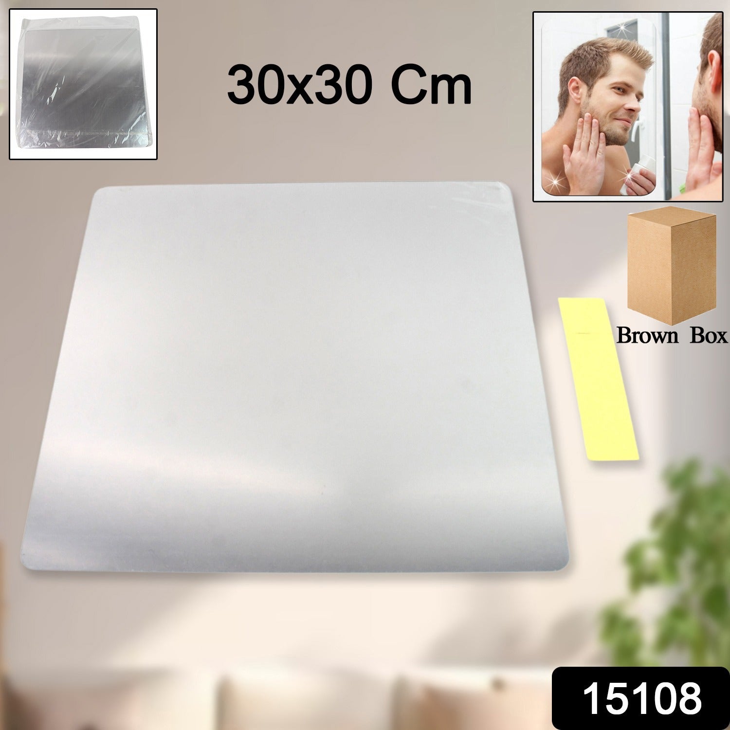 Plastic Square 3D Mirror Wall Stickers (1 Pc / 30x30 Cm)